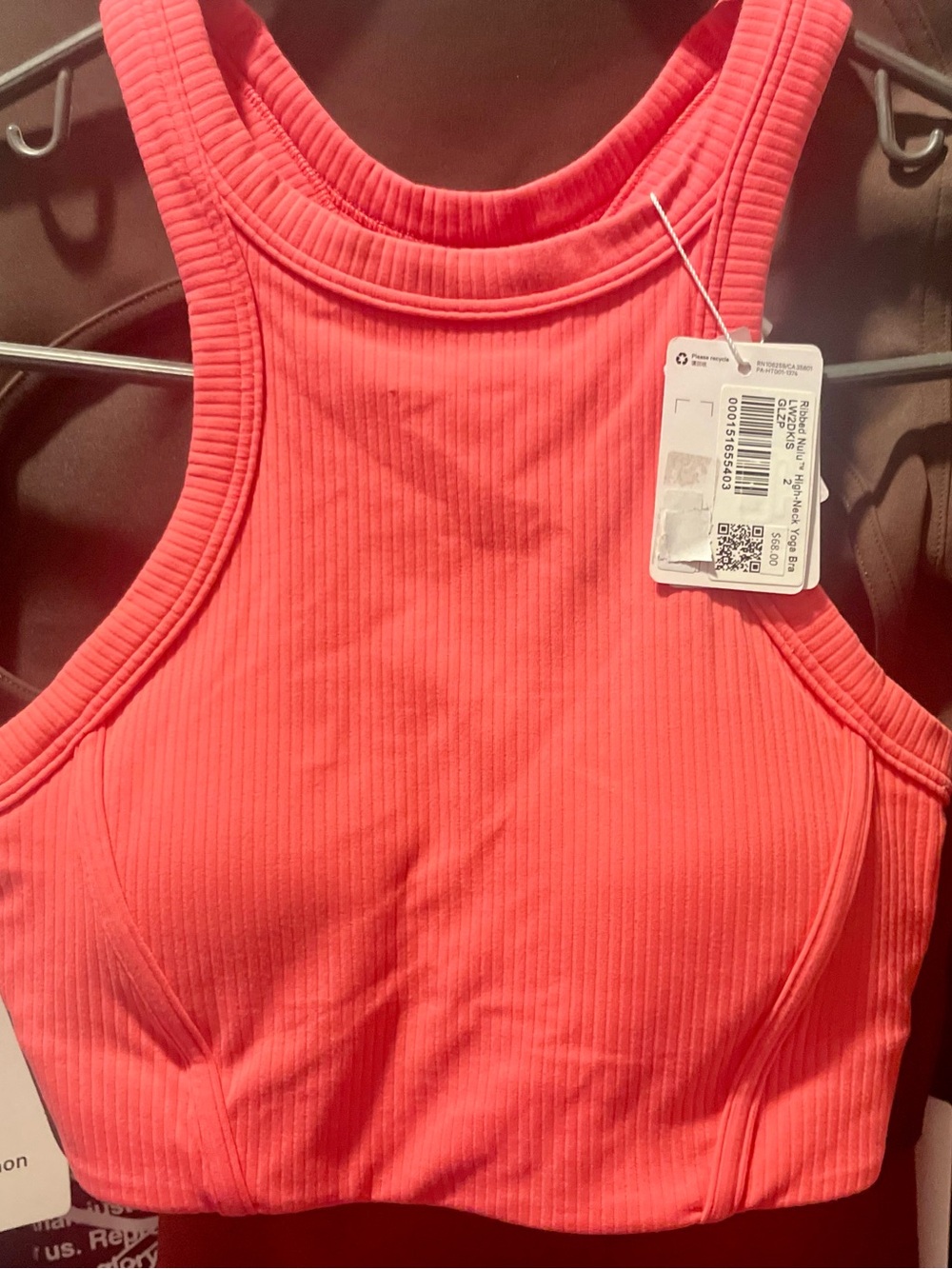 Lululemon Ribbed High Neck Yoga Bra Size 2!